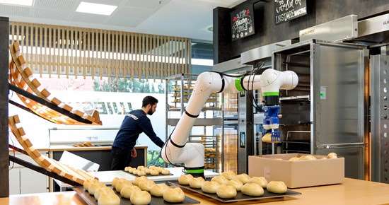 Cobots are designed to work alongside humans, making them ideal for busy food production environments.